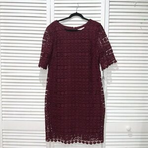 Studio One New York Red Wine Burgundy Midi Lace Dress Size 16